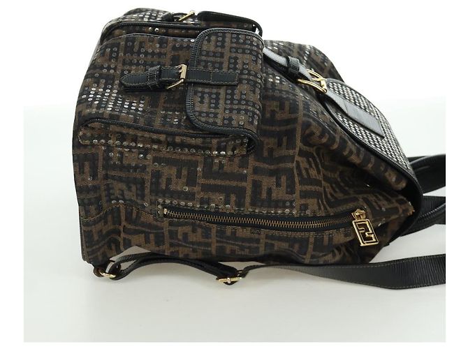 FENDI Zucca Canvas Rucksack Braun Gold Schwarz Auth 168310SAV Golden - Ansicht 5