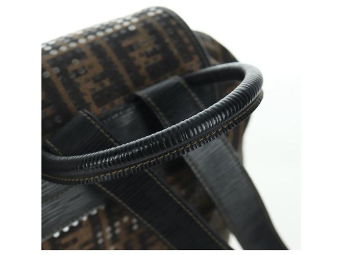 FENDI Zucca Canvas Rucksack Braun Gold Schwarz Auth 168310SAV Golden - Ansicht 7