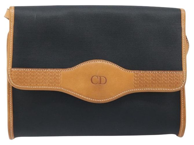 Borsa a Spalla Christian Dior Nylon Nero Oro Auth ka2831 D'oro - vista 2