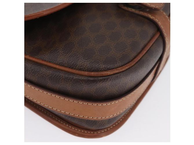 Céline Borsa a Spalla in Tela Macadam CELINE in Pelle PVC Marrone Oro Auth LNZ209 D'oro - vista 10