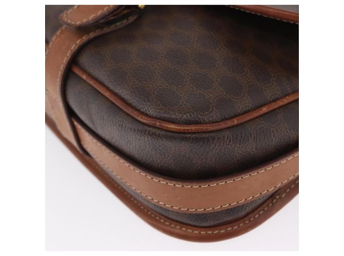 Céline Borsa a Spalla in Tela Macadam CELINE in Pelle PVC Marrone Oro Auth LNZ209 D'oro - vista 11