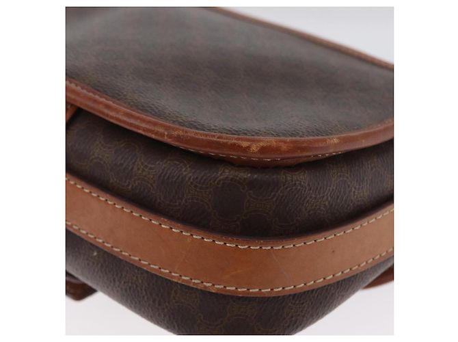 Céline Borsa a Spalla in Tela Macadam CELINE in Pelle PVC Marrone Oro Auth LNZ209 D'oro - vista 13