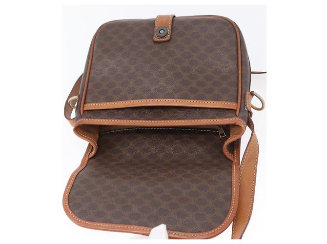 Céline Borsa a Spalla in Tela Macadam CELINE in Pelle PVC Marrone Oro Auth LNZ209 D'oro - vista 15