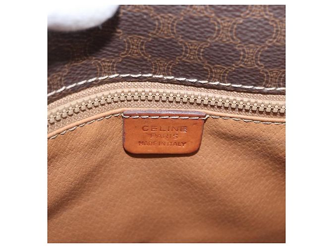 Céline Borsa a Spalla in Tela Macadam CELINE in Pelle PVC Marrone Oro Auth LNZ209 D'oro - vista 16