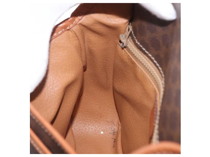Céline Borsa a Spalla in Tela Macadam CELINE in Pelle PVC Marrone Oro Auth LNZ209 D'oro - vista 19