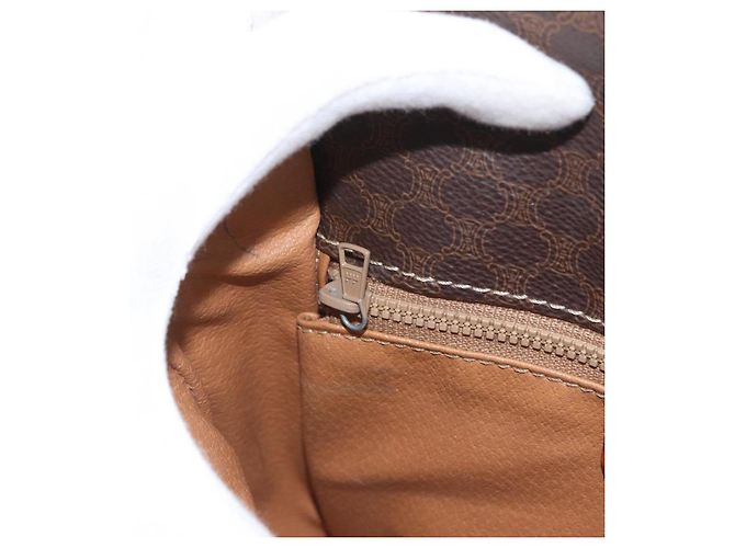 Céline Borsa a Spalla in Tela Macadam CELINE in Pelle PVC Marrone Oro Auth LNZ209 D'oro - vista 20