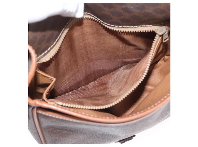Céline Borsa a Spalla in Tela Macadam CELINE in Pelle PVC Marrone Oro Auth LNZ209 D'oro - vista 21