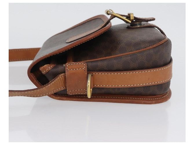Céline Borsa a Spalla in Tela Macadam CELINE in Pelle PVC Marrone Oro Auth LNZ209 D'oro - vista 5