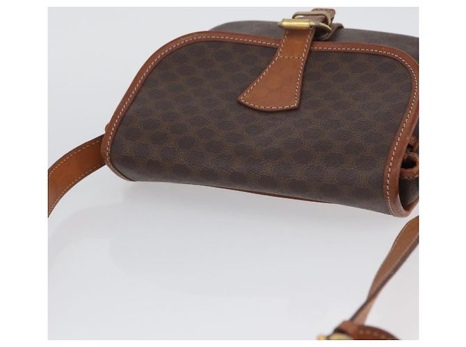 Céline Borsa a Spalla in Tela Macadam CELINE in Pelle PVC Marrone Oro Auth LNZ209 D'oro - vista 6