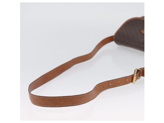 Céline Borsa a Spalla in Tela Macadam CELINE in Pelle PVC Marrone Oro Auth LNZ209 D'oro - vista 7