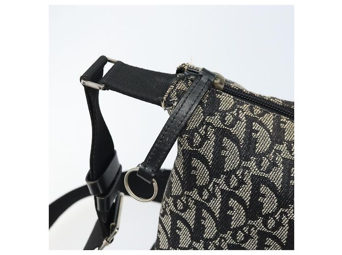 Borsa a Spalla in Tela Trotter Christian Dior Blu Navy Argento Auth ka2692 - vista 14