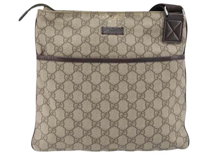 Borsa a Spalla GG Supreme in PVC Beige e Argento di GUCCI 141626 Auth 172783 - vista 2