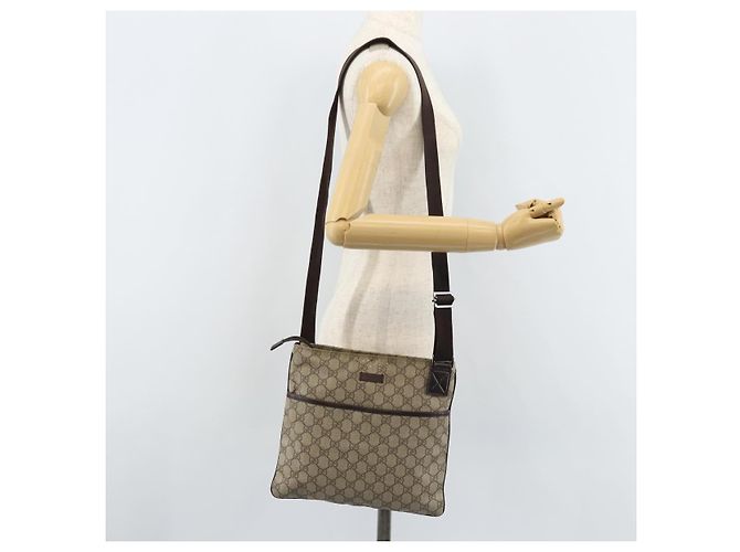 Borsa a Spalla GG Supreme in PVC Beige e Argento di GUCCI 141626 Auth 172783 - vista 24