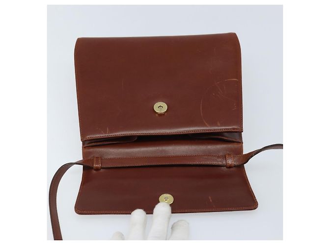 Borsa a Spalla Gancini in Pelle Marrone Oro Auth 172650 di Salvatore Ferragamo D'oro - vista 16