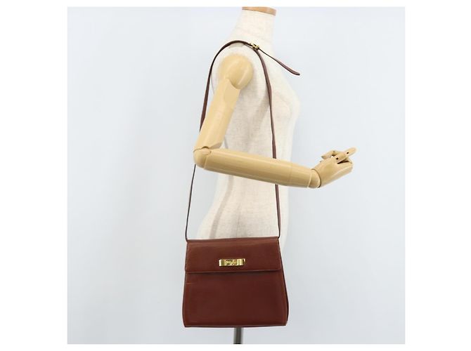 Borsa a Spalla Gancini in Pelle Marrone Oro Auth 172650 di Salvatore Ferragamo D'oro - vista 23