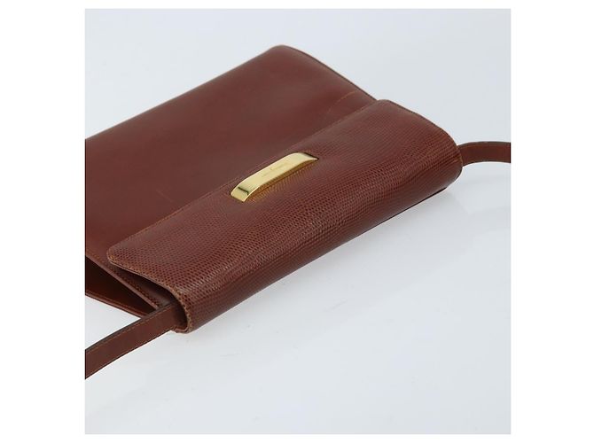 Borsa a Spalla Gancini in Pelle Marrone Oro Auth 172650 di Salvatore Ferragamo D'oro - vista 6