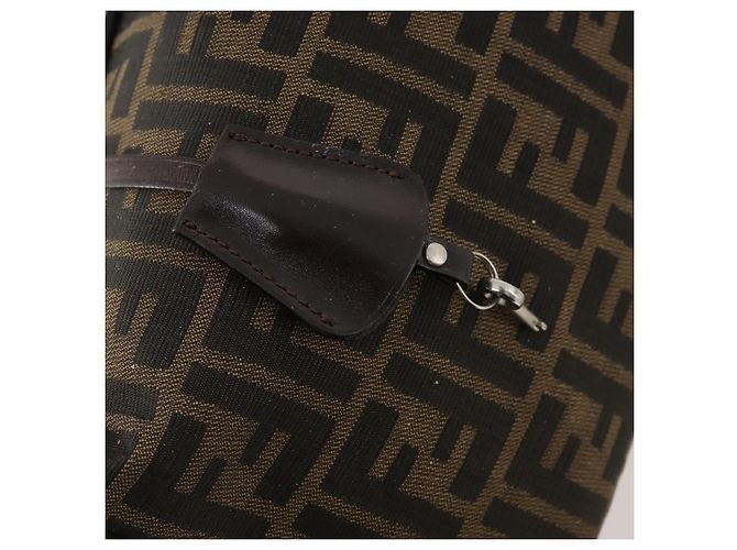 FENDI Zucca Canvas Handtasche braun schwarz silber authentisch bs33118 - Ansicht 14
