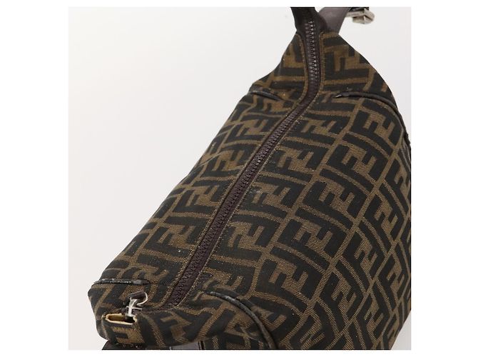 FENDI Zucca Canvas Handtasche braun schwarz silber authentisch bs33118 - Ansicht 15