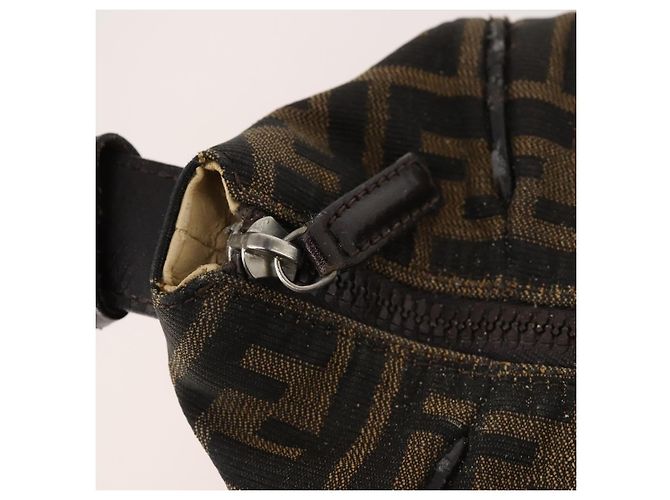 FENDI Zucca Canvas Handtasche braun schwarz silber authentisch bs33118 - Ansicht 16