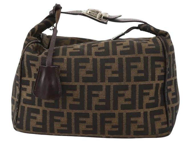 FENDI Zucca Canvas Handtasche braun schwarz silber authentisch bs33118 - Ansicht 2