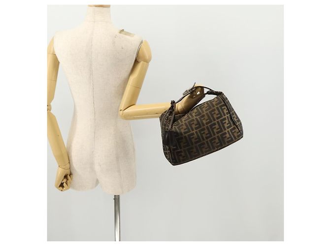 FENDI Zucca Canvas Handtasche braun schwarz silber authentisch bs33118 - Ansicht 24