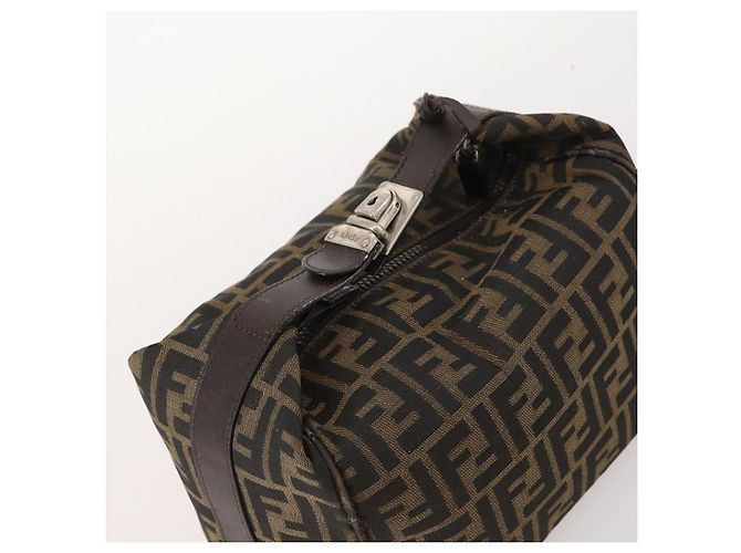 FENDI Zucca Canvas Handtasche braun schwarz silber authentisch bs33118 - Ansicht 6