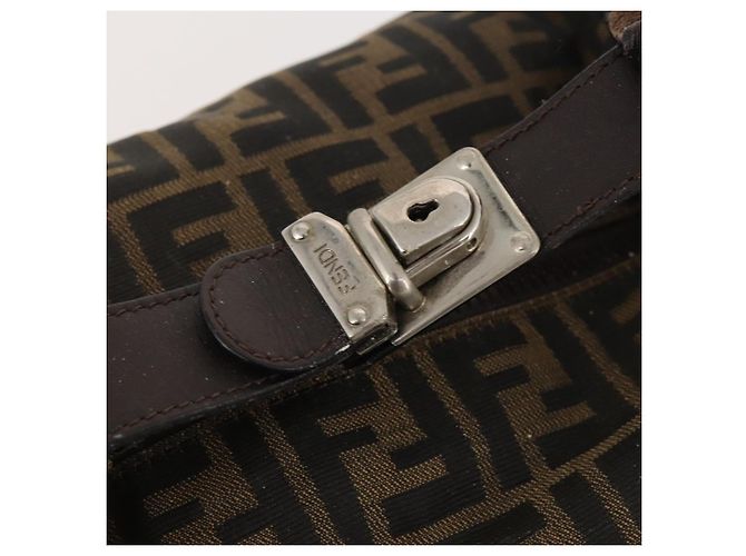 FENDI Zucca Canvas Handtasche braun schwarz silber authentisch bs33118 - Ansicht 7
