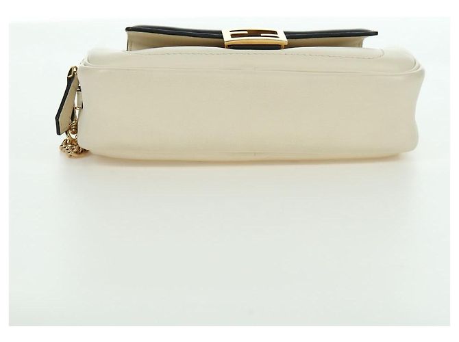FENDI Easy Baguette Catena Borsa a Spalla Pelle Avorio Oro Auth 173156M D'oro Crudo - vista 11