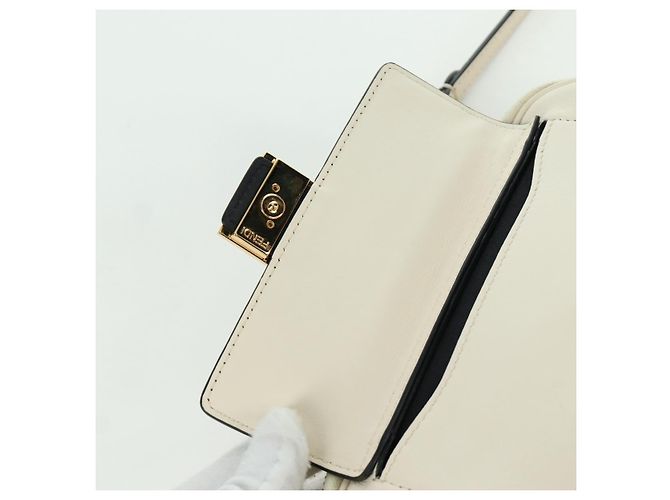 FENDI Easy Baguette Catena Borsa a Spalla Pelle Avorio Oro Auth 173156M D'oro Crudo - vista 17