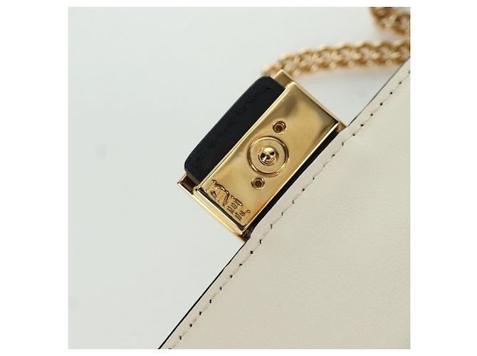 FENDI Easy Baguette Catena Borsa a Spalla Pelle Avorio Oro Auth 173156M D'oro Crudo - vista 18