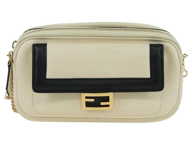 FENDI Easy Baguette Catena Borsa a Spalla Pelle Avorio Oro Auth 173156M D'oro Crudo - vista 2