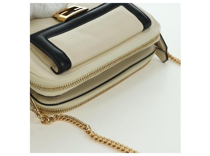 FENDI Easy Baguette Catena Borsa a Spalla Pelle Avorio Oro Auth 173156M D'oro Crudo - vista 7