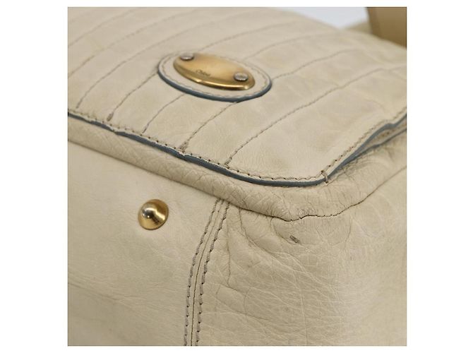 Chloé Borsa Tote in Pelle Avorio Oro Auth 173609 D'oro Crudo - vista 10