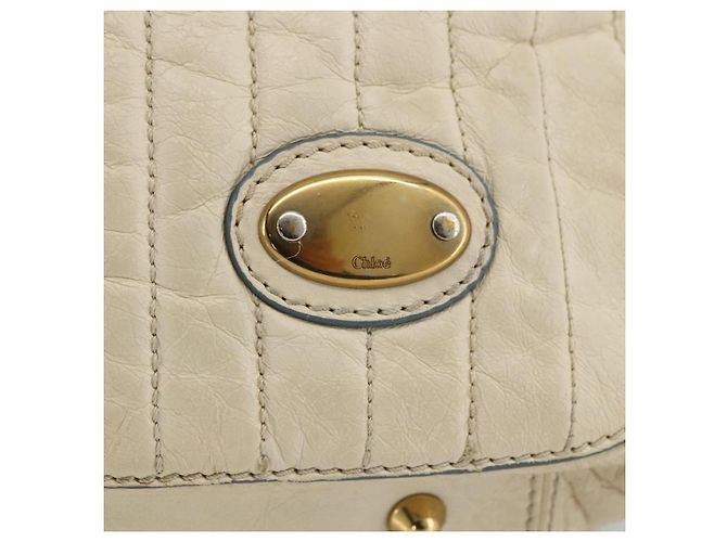 Chloé Borsa Tote in Pelle Avorio Oro Auth 173609 D'oro Crudo - vista 14