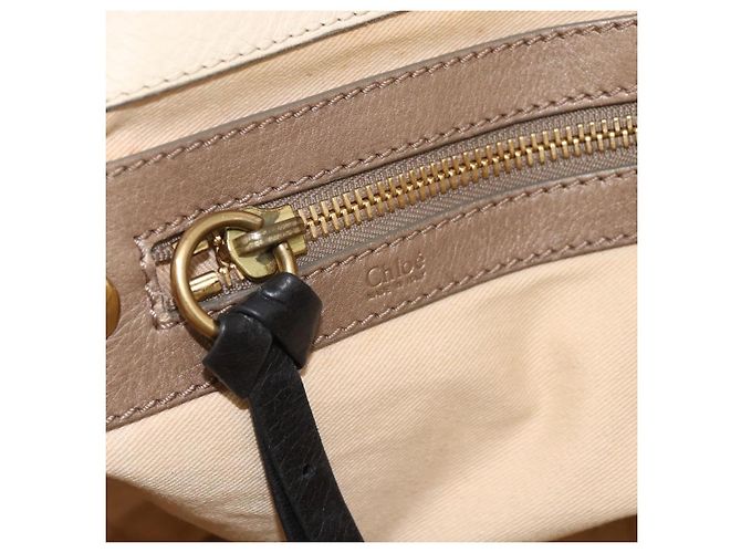 Chloé Borsa Tote in Pelle Avorio Oro Auth 173609 D'oro Crudo - vista 17