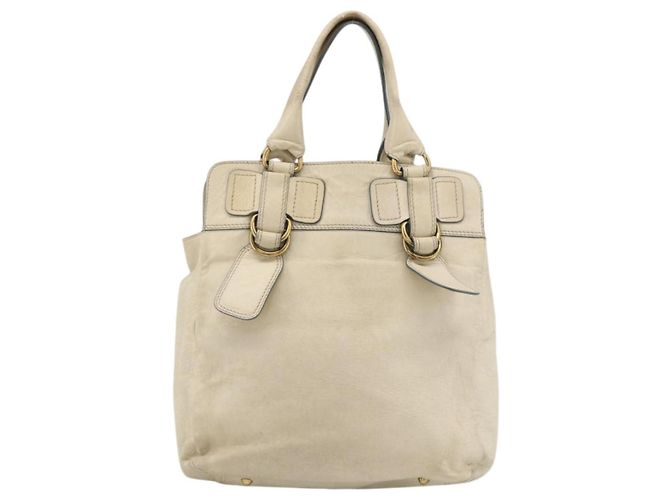 Chloé Borsa Tote in Pelle Avorio Oro Auth 173609 D'oro Crudo - vista 3