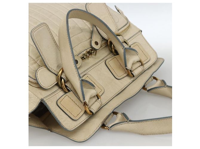 Chloé Borsa Tote in Pelle Avorio Oro Auth 173609 D'oro Crudo - vista 6