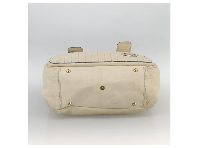 Chloé Borsa Tote in Pelle Avorio Oro Auth 173609 D'oro Crudo - vista 9