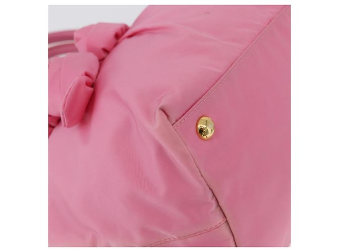 PRADA Borsa a mano in nylon rosa oro Auth 172515A D'oro - vista 10