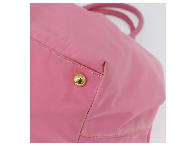 PRADA Borsa a mano in nylon rosa oro Auth 172515A D'oro - vista 11