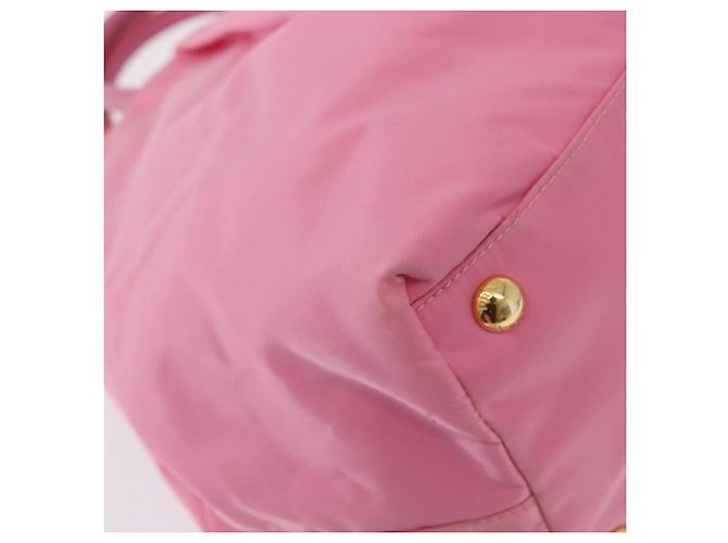 PRADA Borsa a mano in nylon rosa oro Auth 172515A D'oro - vista 12