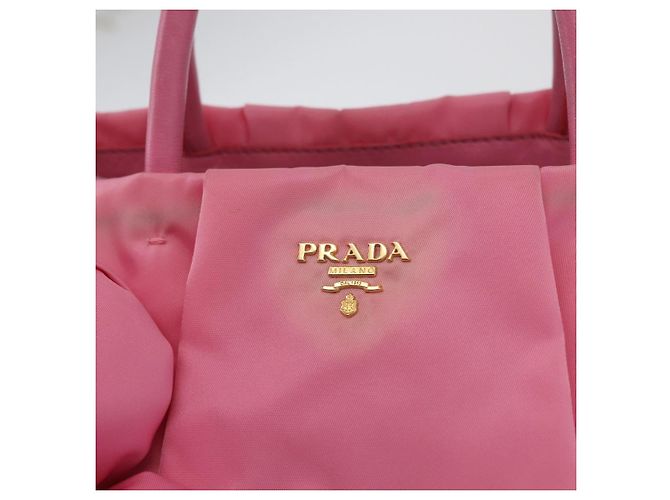 PRADA Borsa a mano in nylon rosa oro Auth 172515A D'oro - vista 14