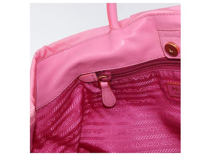 PRADA Borsa a mano in nylon rosa oro Auth 172515A D'oro - vista 19