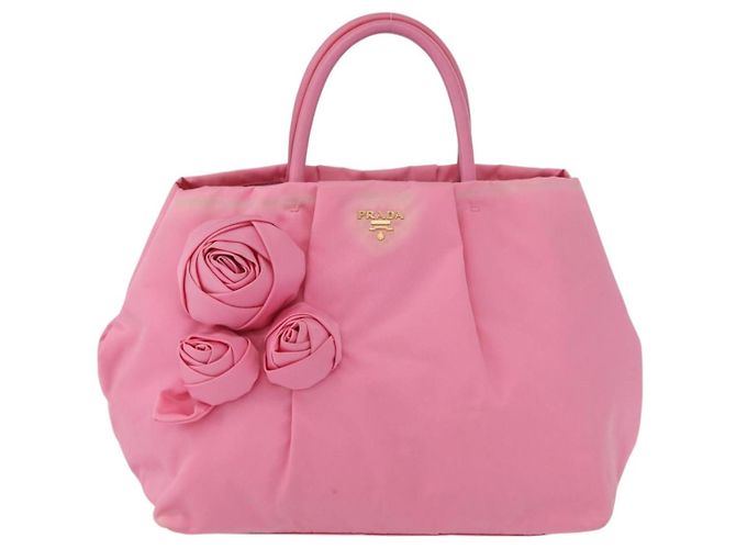 PRADA Borsa a mano in nylon rosa oro Auth 172515A D'oro - vista 2