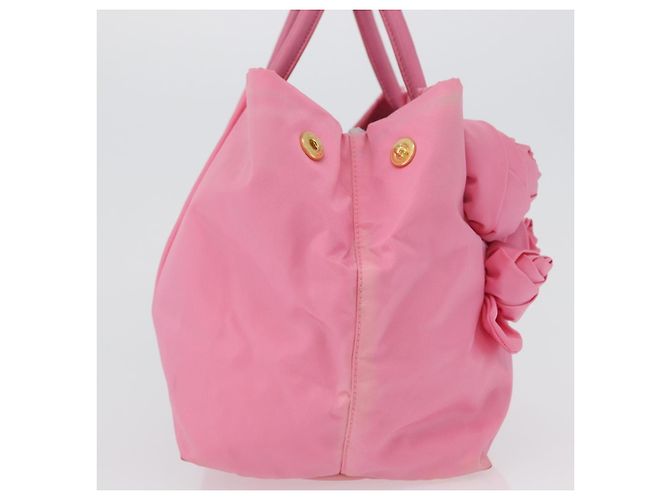 PRADA Borsa a mano in nylon rosa oro Auth 172515A D'oro - vista 5