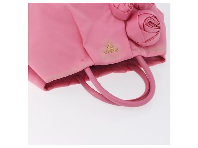 PRADA Borsa a mano in nylon rosa oro Auth 172515A D'oro - vista 6