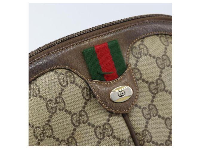Borsa Sherry Line GG Supreme Web di GUCCI in PVC beige e oro 904 02 047 Auth ARZ346 D'oro - vista 14