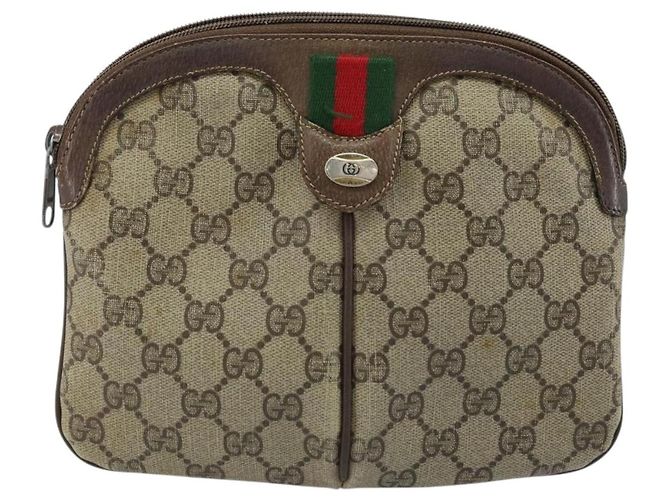 Borsa Sherry Line GG Supreme Web di GUCCI in PVC beige e oro 904 02 047 Auth ARZ346 D'oro - vista 2