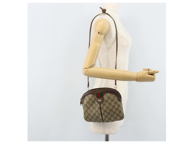 Borsa Sherry Line GG Supreme Web di GUCCI in PVC beige e oro 904 02 047 Auth ARZ346 D'oro - vista 21