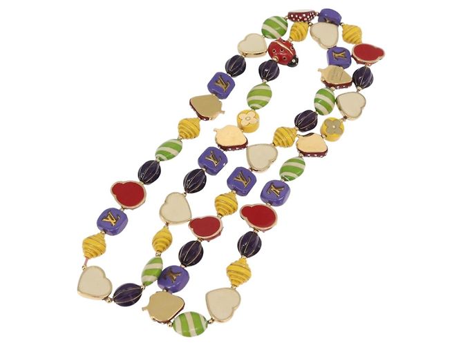 COLLANA FRASE BRASSERIE LOUIS VUITTON Metallo Multicolore LV Auth BA11148V - vista 7
